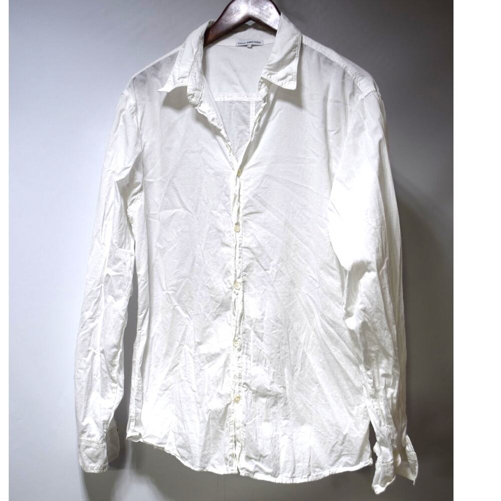 James Perse Standard Women’s White Cotton Button Front Shirt Size 2 Made in USA